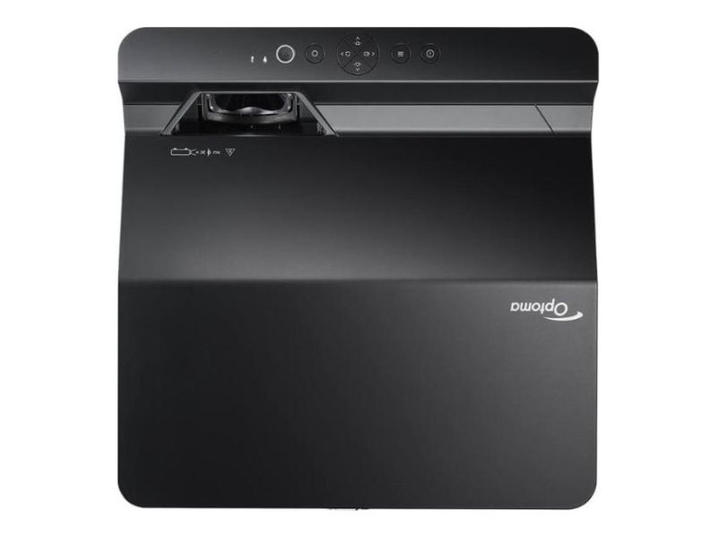 Optoma ZU600UST-B &mdash; вид сверху, панель управления и объектив
