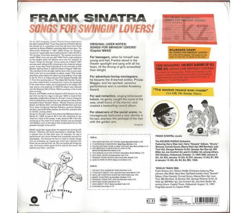 Виниловая пластинка Sinatra, Frank - Songs For Swingin'.. Hq: Wax Time, Kinodrive.kz — фото 2