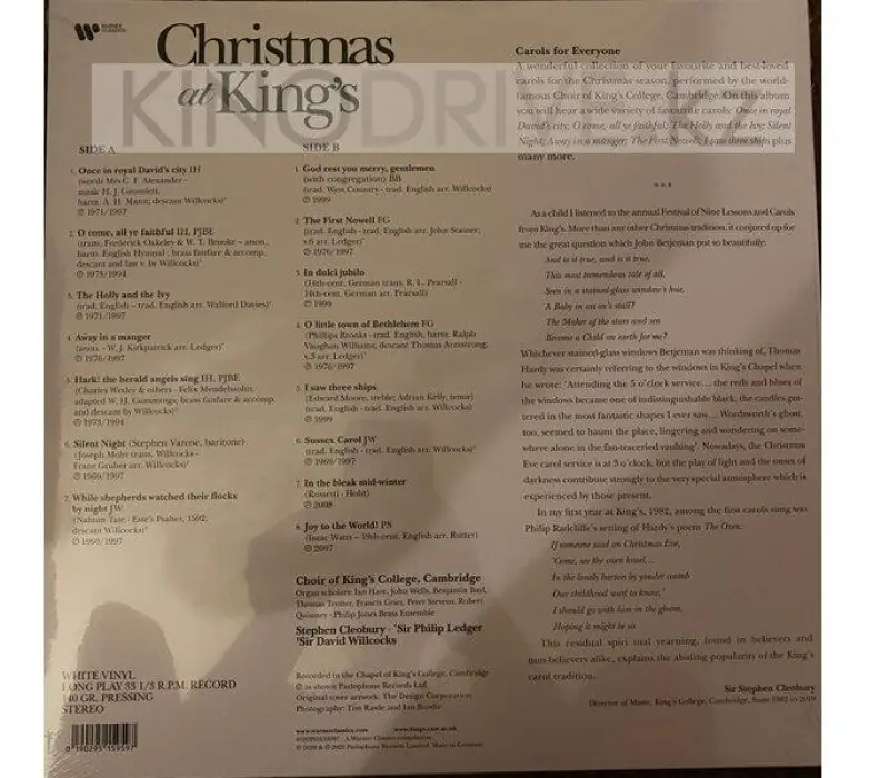 Виниловая пластинка KING S COLLEGE CHOIR CAMBRIDGE: CHRISTMAS AT KING S, Kinodrive.kz — фото 2