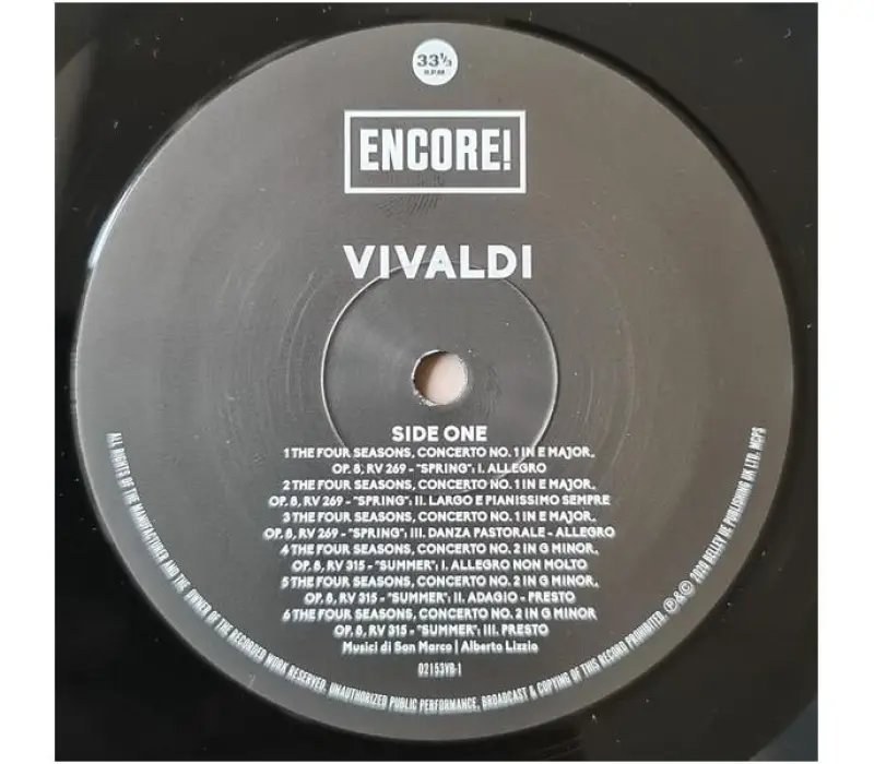 Виниловая пластинка MUSICI DI SAN MARCO-ALBERTO LIZZIO, VIVALDI-THE 4 SEASONS, Kinodrive.kz — фото 4