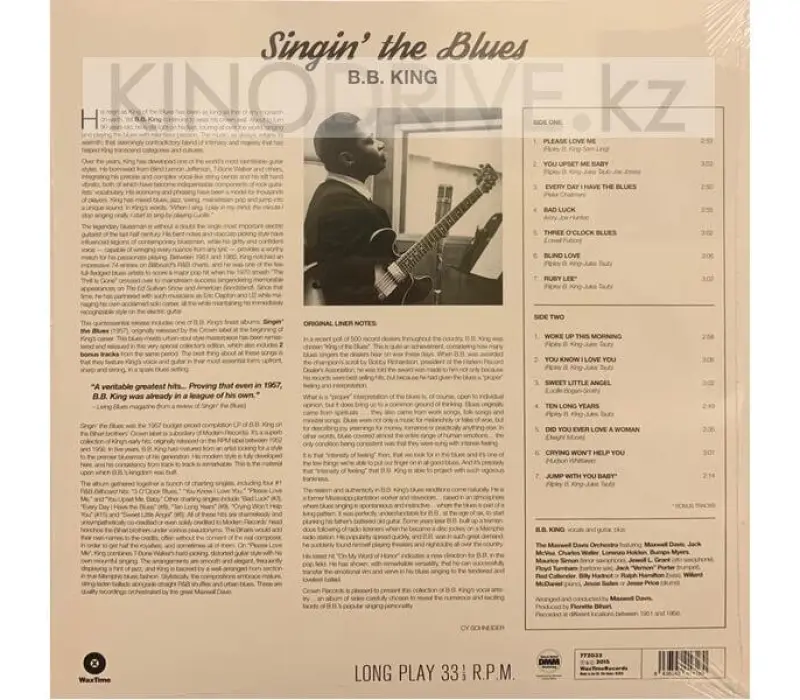 Виниловая пластинка B.B. King - Singin' The Blues: Wax Time, Kinodrive.kz — фото 2