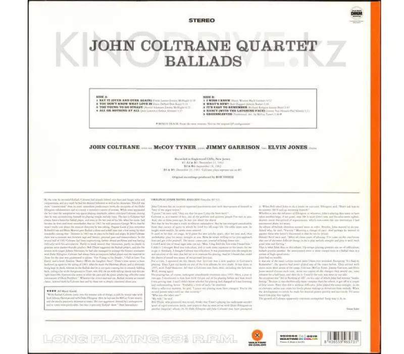 Виниловая пластинка John Coltrane Quartet – Ballads: Waxtime In Color, Kinodrive.kz — фото 2