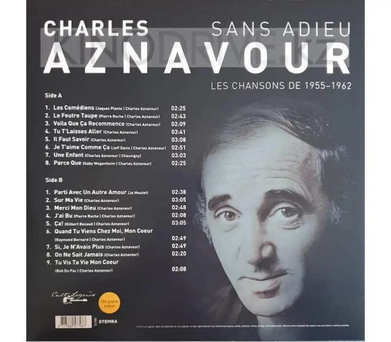 Виниловая пластинка AZNAVOUR CHARLES - Sans Adieu Les Chansons De (1955 - 1962), Kinodrive.kz — фото 4
