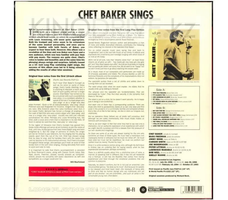 Виниловая пластинка Chet Baker – Chet Baker Sings: Wax Time, Kinodrive.kz — фото 2