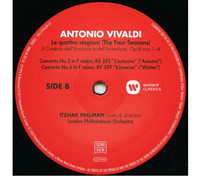 Виниловая пластинка Vivaldi - Itzhak Perlman, London Philharmonic Orchestra – The Four Seasons, Kinodrive.kz — фото 3