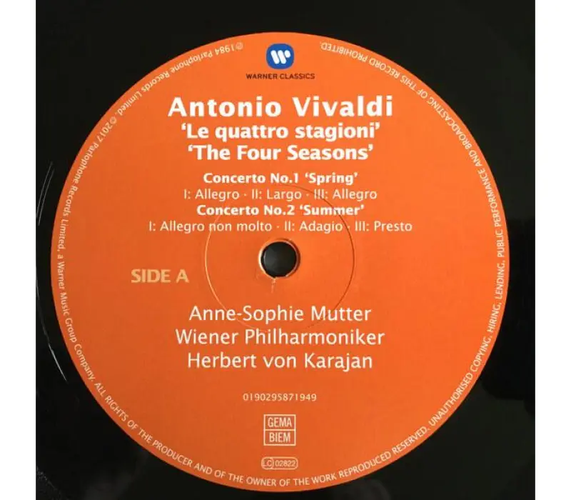 Виниловая пластинка VIVALDI ANTONIO - MUTTER ANNE SOPHIE - WIENER PHILHARMONIKER - The Four Seasons, Kinodrive.kz — фото 4