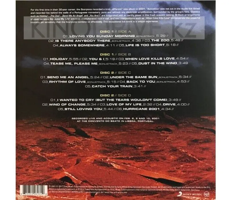 Виниловая пластинка Scorpions - Acoustica Label: Sony Music Catalog, Kinodrive.kz — фото 2