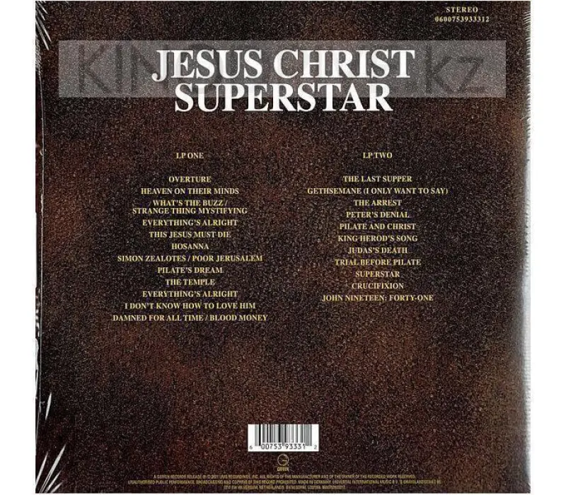 Виниловая пластинка VARIOUS, ANDREW LLOYD WEBBER and TIM RICE – Jesus Christ Superstar, Kinodrive.kz — фото 2
