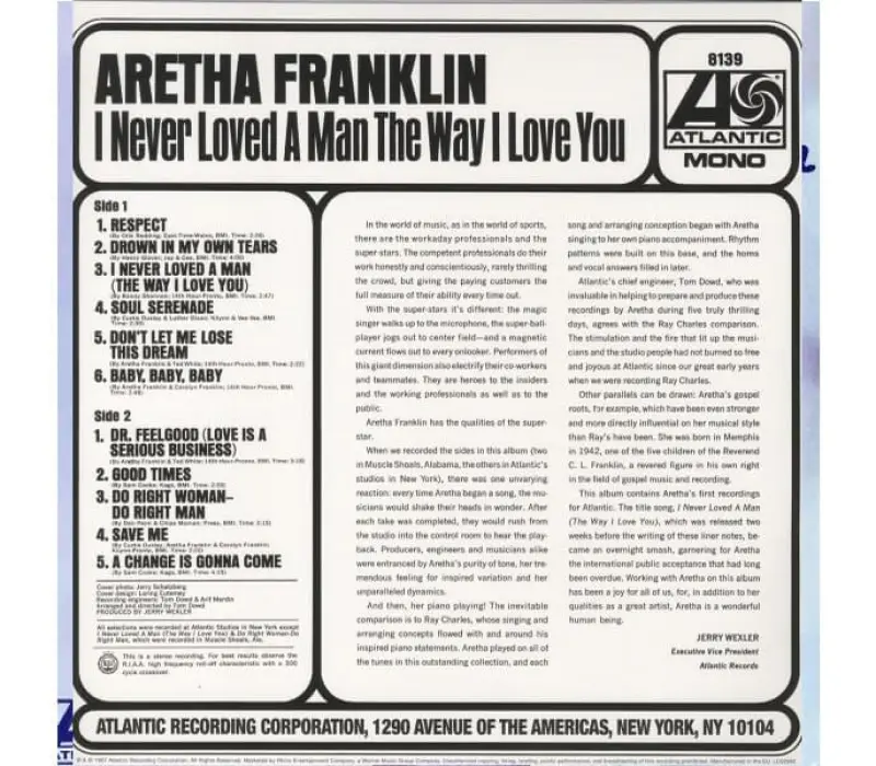 Виниловая пластинка Aretha Franklin – I Never Loved A Man The Way I Love You, Kinodrive.kz — фото 2