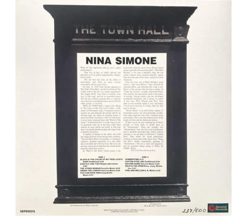 Виниловая пластинка Nina Simone – At Town Hall  (Blue Marble Vinyl), Kinodrive.kz — фото 7