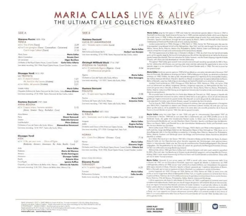 Виниловая пластинка Maria Callas -  Live & Alive, Kinodrive.kz — фото 2