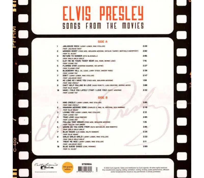 Виниловая пластинка Elvis Presley – Songs From The Movies, Kinodrive.kz — фото 2