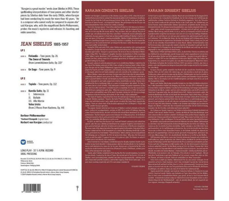 Виниловая пластинка Herbert von Karajan – Sibelius - Famous Tone Poems, Kinodrive.kz — фото 6