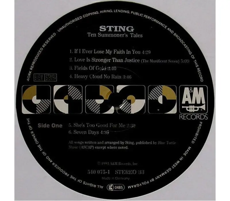 Виниловая пластинка Sting – Ten Summoner's Tales, Kinodrive.kz — фото 3