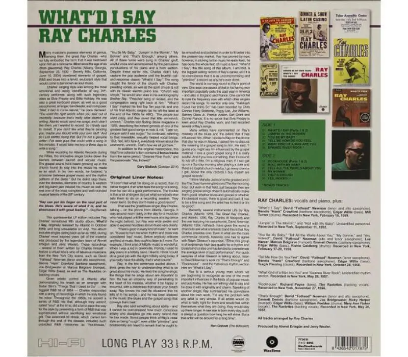 Виниловая пластинка Ray Charles – What'd I Say, Kinodrive.kz — фото 3