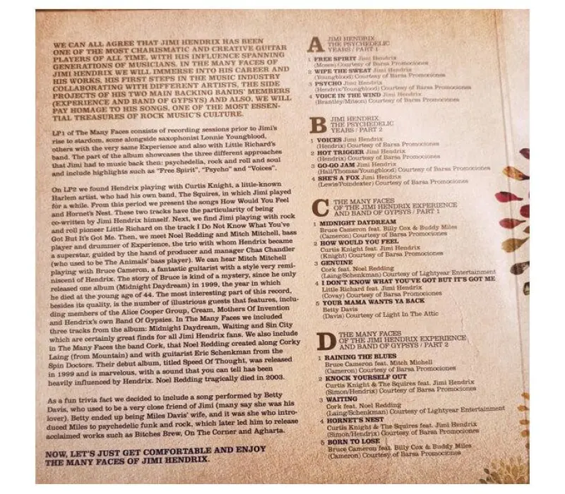 Виниловая пластинка Jimi Hendrix and Various Artists– The Many Faces Of Jimi Hendrix, Kinodrive.kz — фото 4