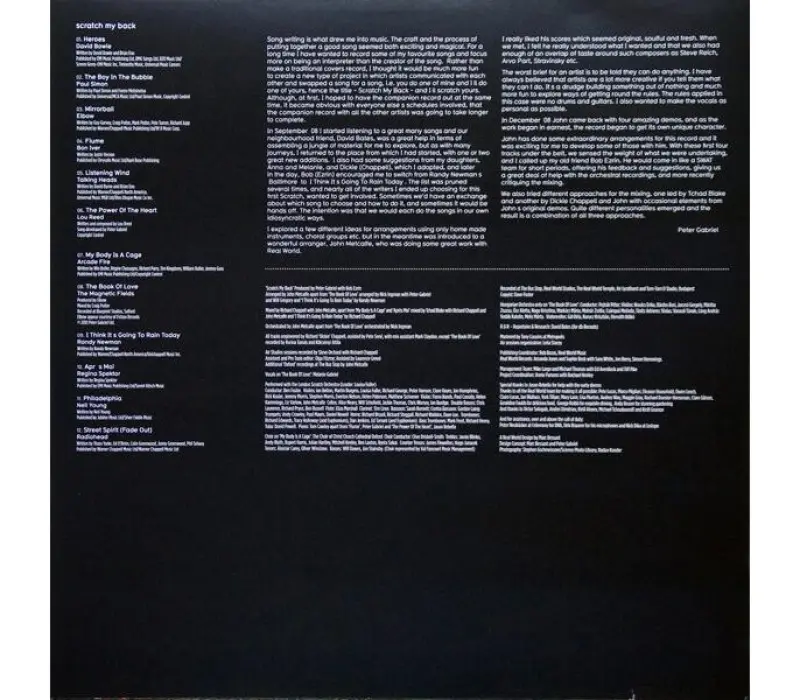 Виниловая пластинка Peter Gabriel – Scratch My Back / And I'll Scratch Yours, Kinodrive.kz — фото 2