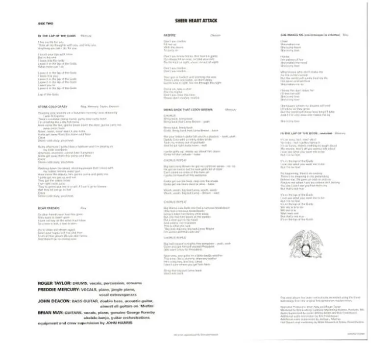 Виниловая пластинка Queen – Sheer Heart Attack, Kinodrive.kz — фото 6