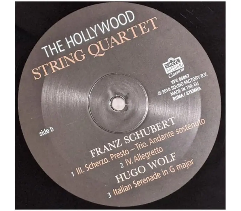 Виниловая пластинка The Hollywood String Quartet, Kurt Reher - Franz Schubert, Hugo Wolf – String Quintet In C Major D956/op163 - "Italian Serenade" In G Major, Kinodrive.kz — фото 2
