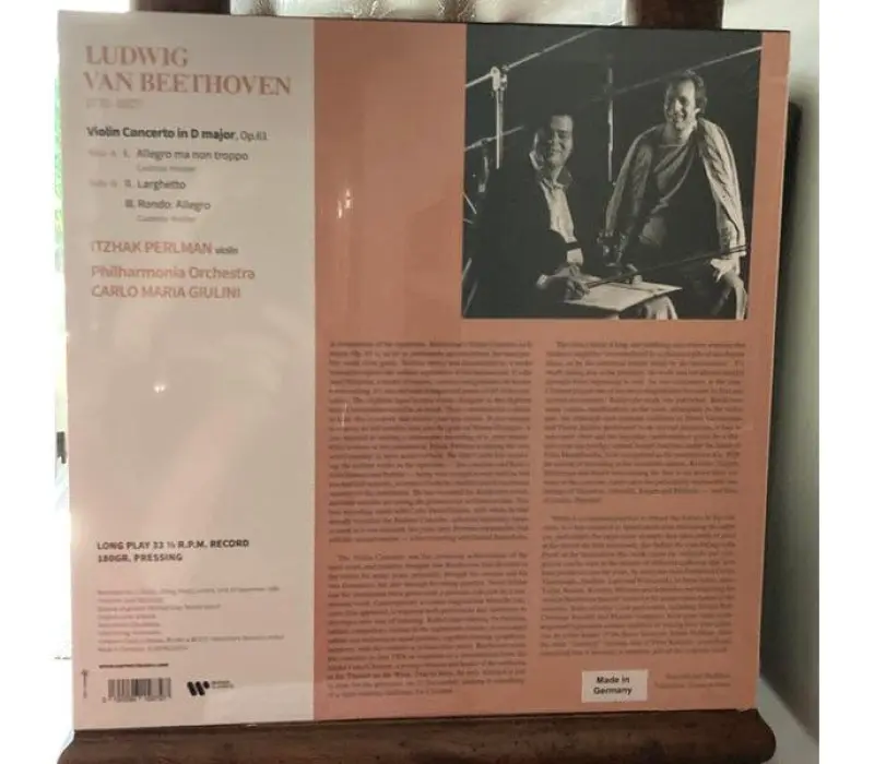 Виниловая пластинка Itzhak Perlman, Carlo Maria Giulini – Beethoven: Violin Concerto In D Major, Op. 61, Kinodrive.kz — фото 2