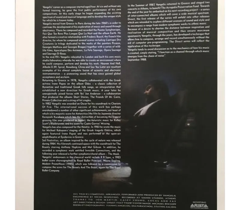 Виниловая пластинка Vangelis – Direct, Kinodrive.kz — фото 3