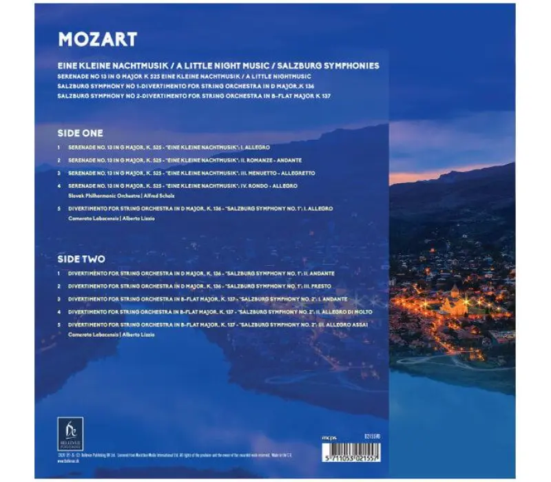 Виниловая пластинка Wolfgang Amadeus Mozart – Eine Kleine Nachtmusik / A Little Night Music / Salzburg Symphonies, Kinodrive.kz — фото 2
