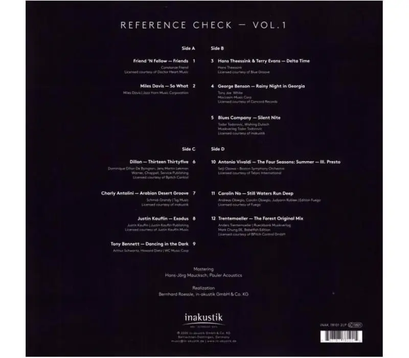 Виниловая пластинка Inakustik - Canton Reference Check-Vol.1, Kinodrive.kz — фото 6
