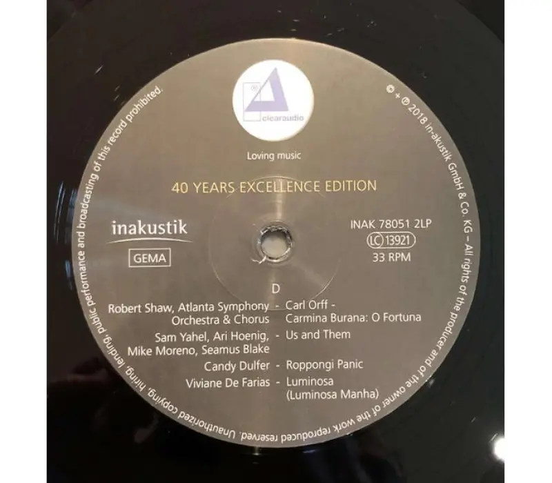 Виниловая пластинка Inakustik -  Various Artists - Clearaudio - 40 Years Excellence Edition, Kinodrive.kz — фото 4