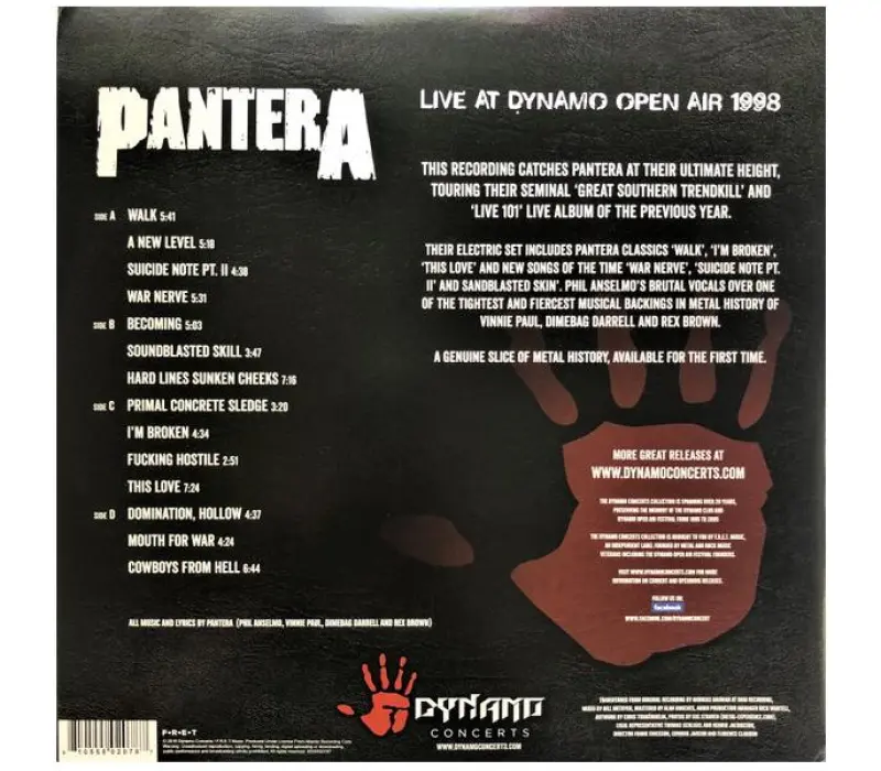 Виниловая пластинка Pantera – Live At Dynamo Open Air 1998, Kinodrive.kz — фото 2