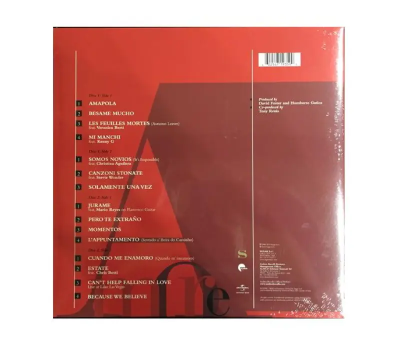 Виниловая пластинка Andrea Bocelli – Amore, Kinodrive.kz — фото 2