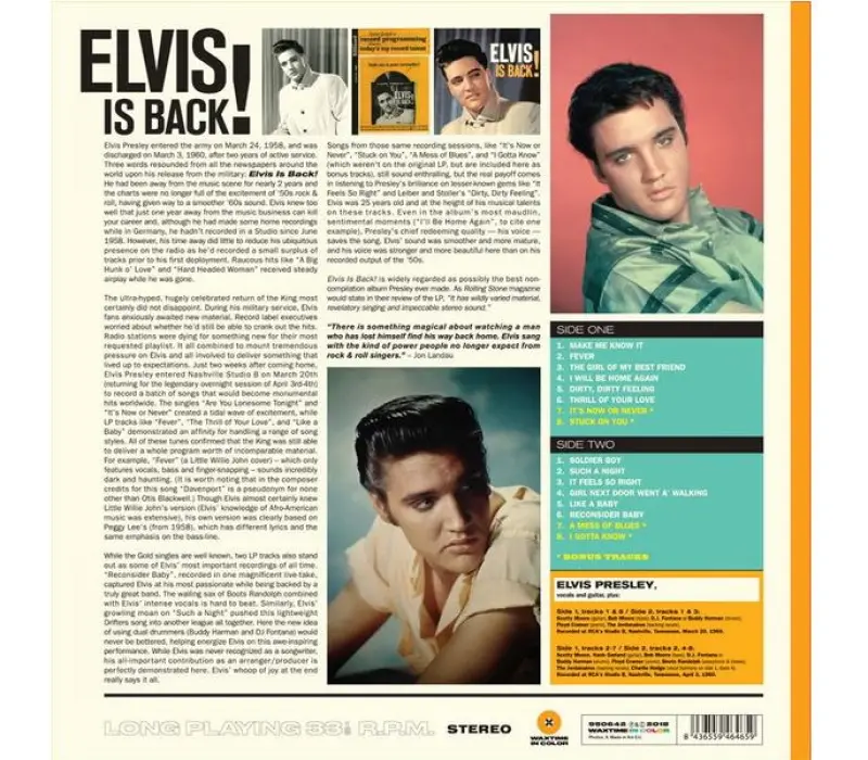 Виниловая пластинка Elvis Presley – Elvis Is Back, Kinodrive.kz — фото 2