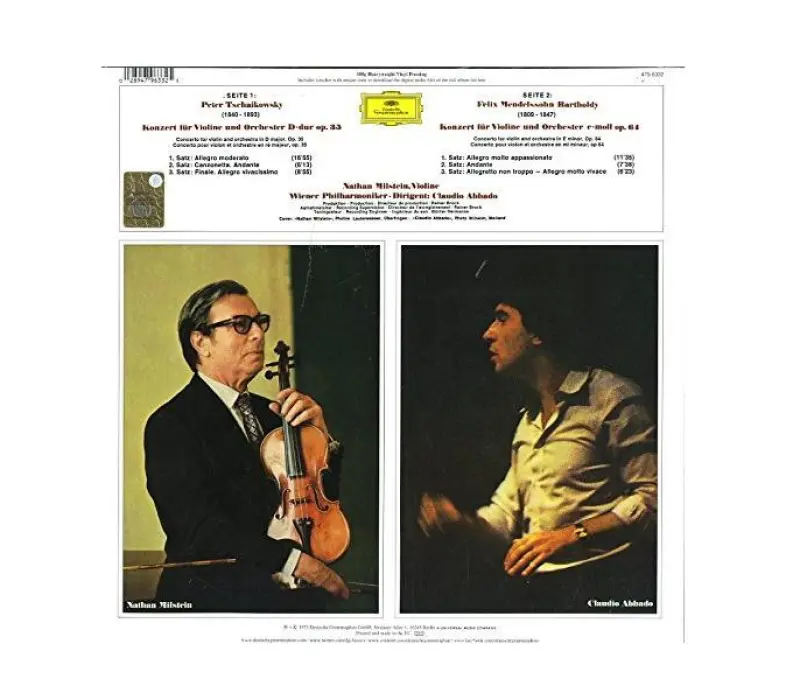 Виниловая пластинка Mendelssohn*, Tschaikowsky*, Nathan Milstein, Claudio Abbado, Wiener Philharmoniker – Violinkonzerte - Violin Concertos, Kinodrive.kz — фото 2