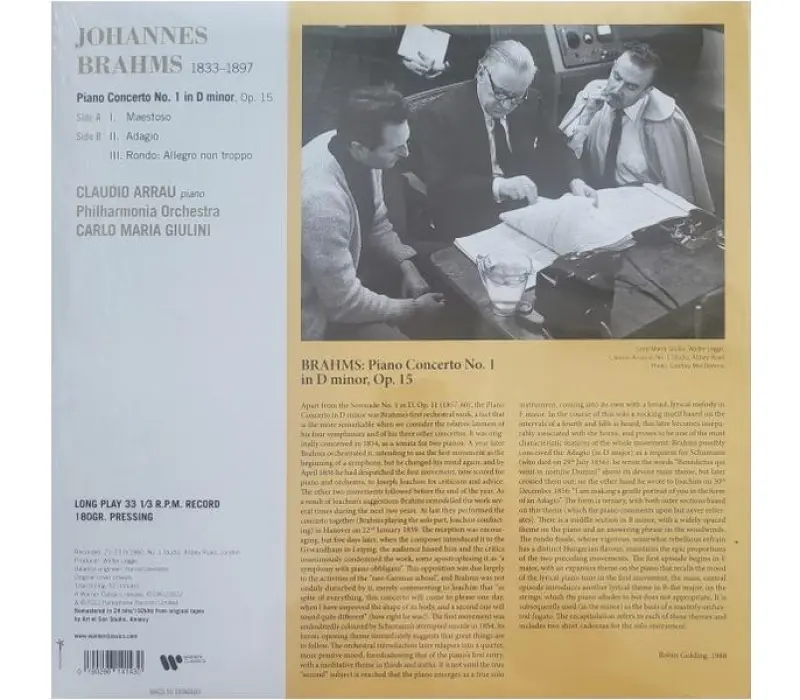 Виниловая пластинка Brahms / Claudio Arrau, Carlo Maria Giulini, Philharmonia Orchestra – Piano Concerto No.1, Kinodrive.kz — фото 2