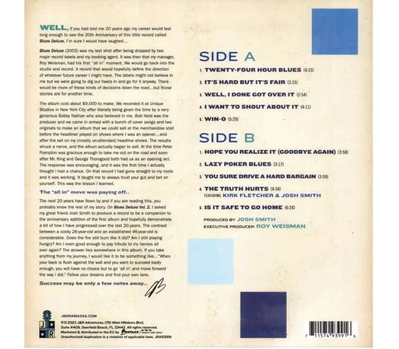 Виниловая пластинка Joe Bonamassa – Blues Deluxe Vol. 2, Kinodrive.kz — фото 2