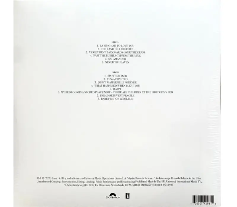 Виниловая пластинка Lana Del Rey – Violet Bent Backwards Over The Grass, Kinodrive.kz — фото 2