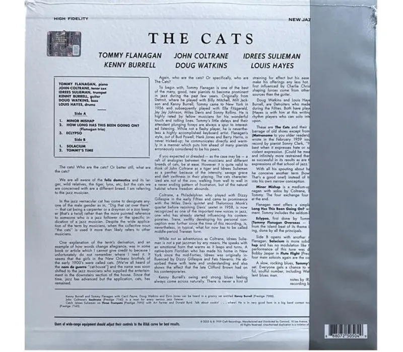 Виниловая пластинка Tommy Flanagan, John Coltrane, Kenny Burrell, Idrees Sulieman – The Cats, Kinodrive.kz — фото 4