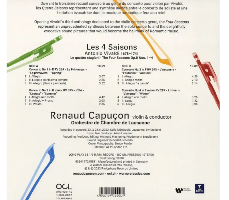 Виниловая пластинка Renaud Capucon – Vivaldi: Les 4 Saisons, Kinodrive.kz — фото 2