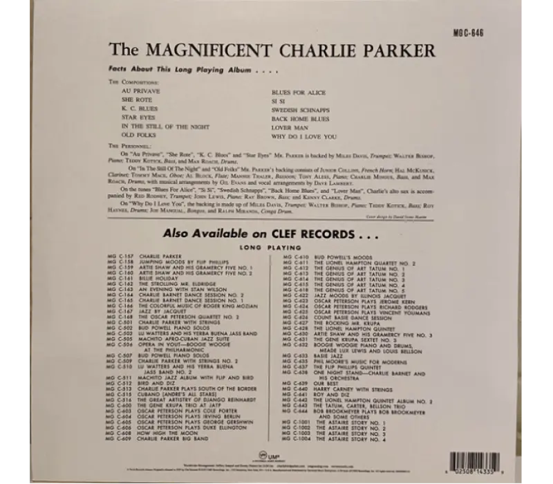 Виниловая пластинка Charlie Parker – The Magnificent Charlie Parker, Kinodrive.kz — фото 2