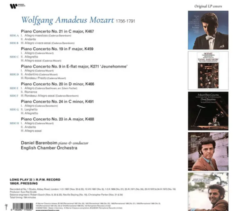 Виниловая пластинка Daniel Barenboim – Mozart Piano Concertos : Nos. 9, 19, 20, 21, 23 & 24, Kinodrive.kz — фото 2
