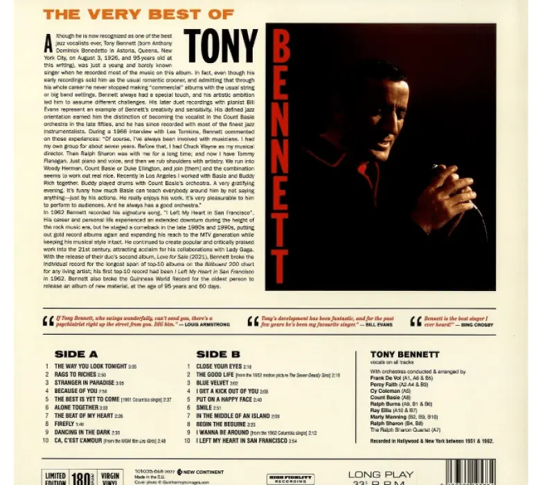 Виниловая пластинка Tony Bennett - The Very Best Of, Kinodrive.kz — фото 2