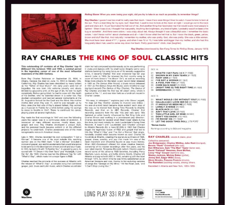 Виниловая пластинка  Ray Charles - The King Of Soul. Classic Hits, Kinodrive.kz — фото 2