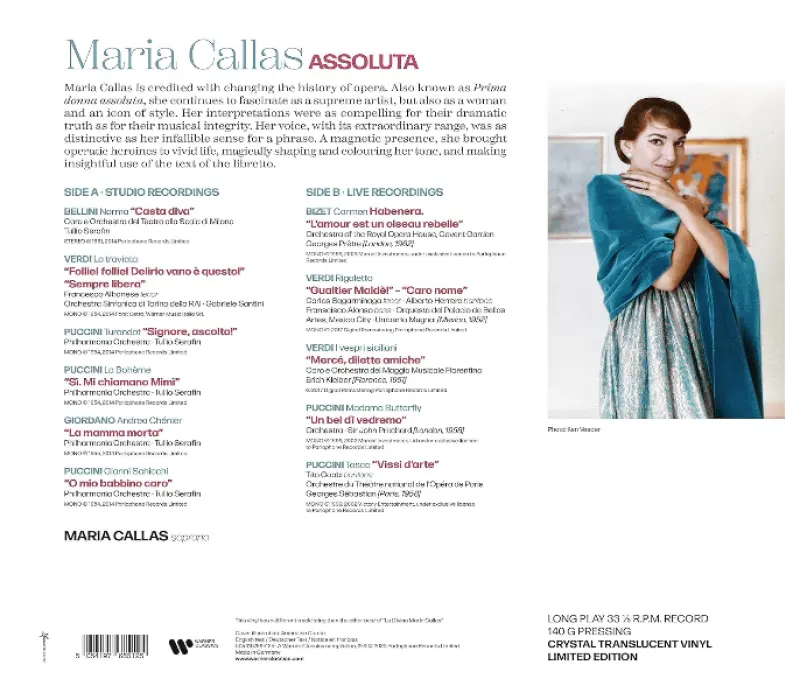 Виниловая пластинка Maria Callas – Assoluta (CRYSTAL CLEAR VINYL), Kinodrive.kz — фото 2