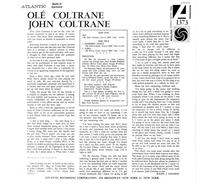 Виниловая пластинка John Coltrane – Olé Coltrane, Kinodrive.kz — фото 2