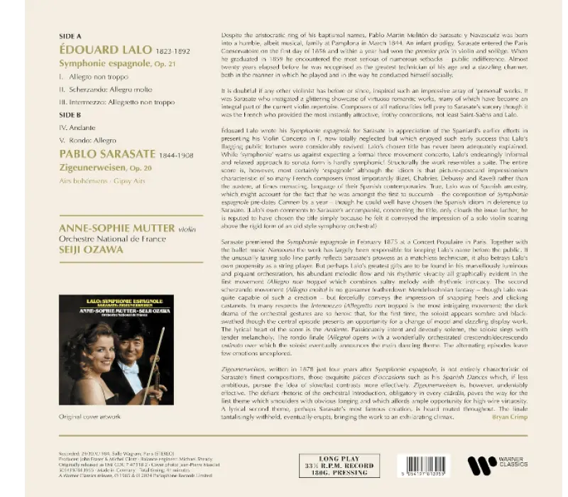 Виниловая пластинка Anne-Sophie Mutter-  Lalo: Symphonie Espagnole, Kinodrive.kz — фото 2