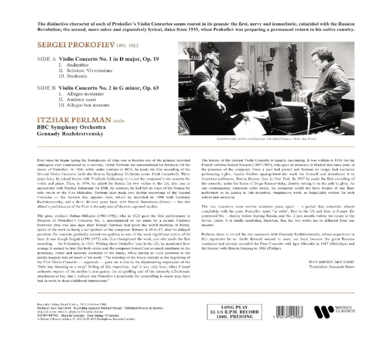 Виниловая пластинка Itzhak Perlman, Gennadi Rozhdestvensky – Prokofiev The Two Violin Concertos, Kinodrive.kz — фото 2