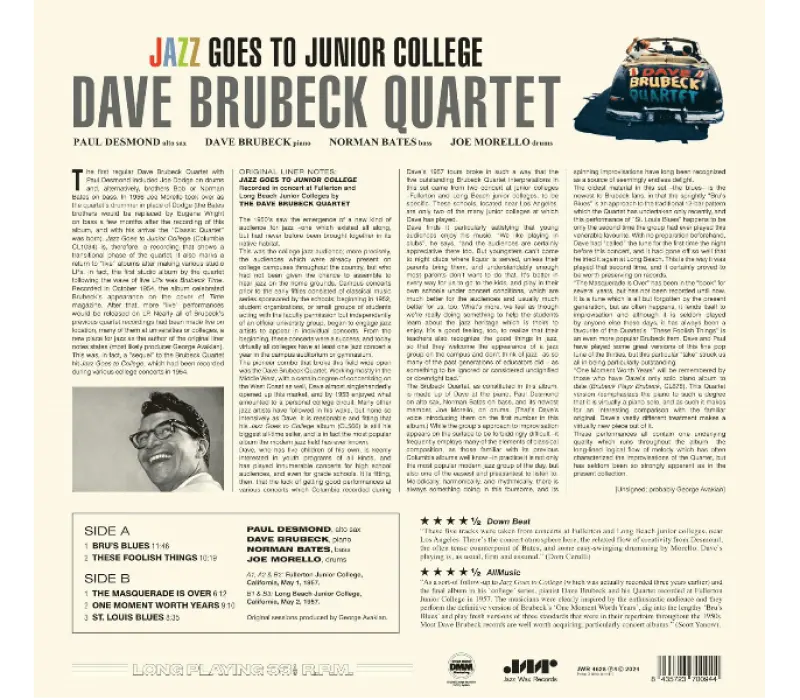 Виниловая пластинка The Dave Brubeck Quartet – Jazz Goes To Junior College, Kinodrive.kz — фото 2