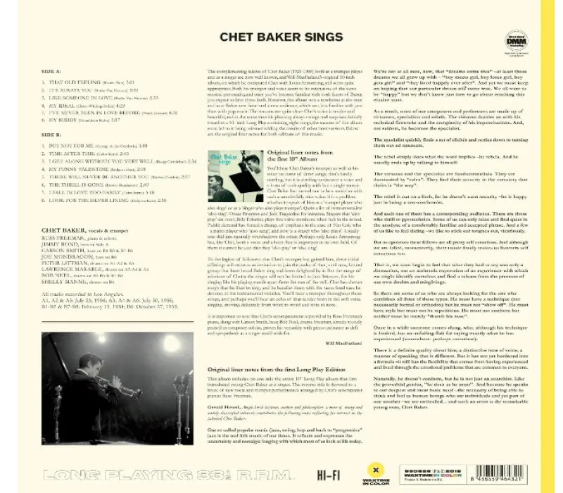 Виниловая пластинка Chet Baker – Chet Baker Sings, Kinodrive.kz — фото 2