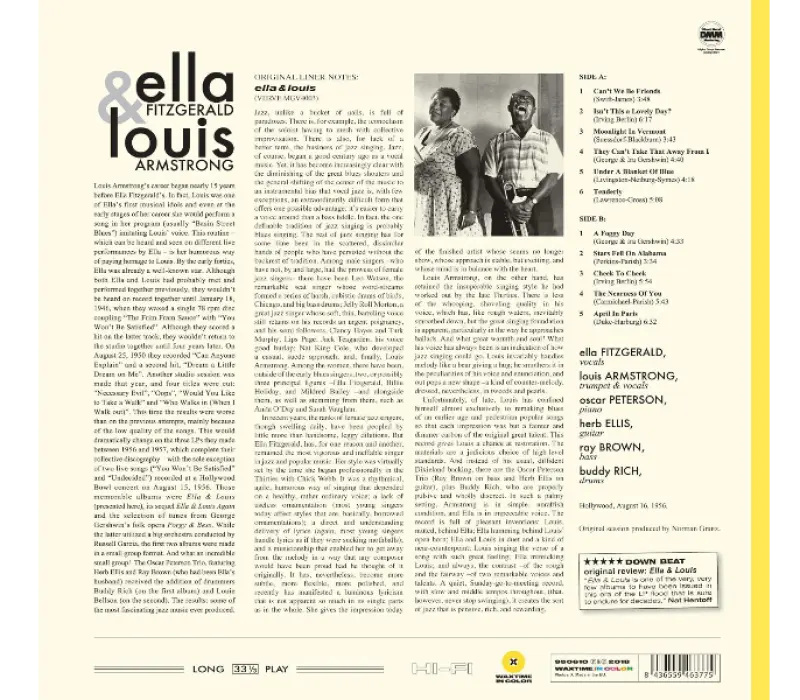 Виниловая пластинка Ella Fitzgerald & Louis Armstrong – Ella & Louis, Kinodrive.kz — фото 2