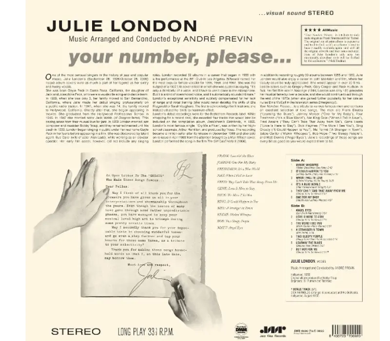 Виниловая пластинка Julie London – Your Number Please, Kinodrive.kz — фото 2