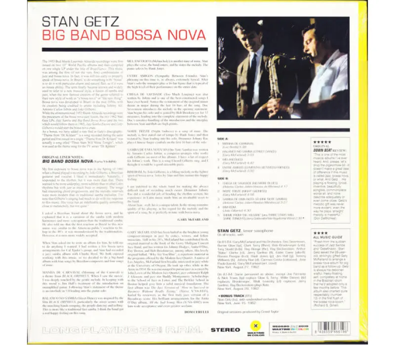 Виниловая пластинка Stan Getz – Big Band Bossa Nova, Kinodrive.kz — фото 4